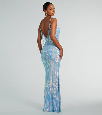 Pauline Formal Sequin Draped Bead Bodycon Dress