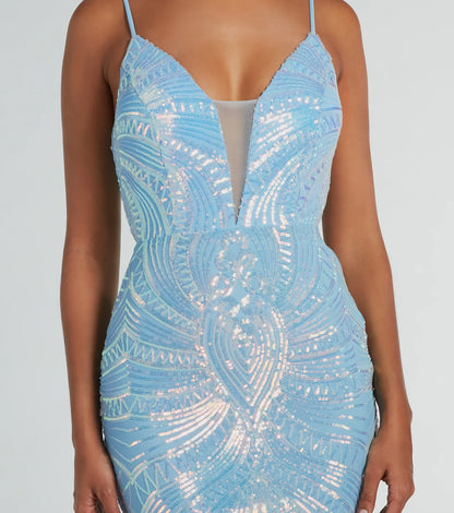 Pauline Formal Sequin Draped Bead Bodycon Dress
