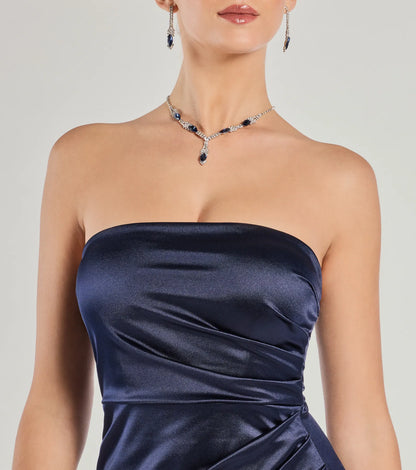 Lauren Strapless Wrap Slim Satin Formal Dress