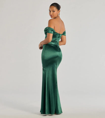 Laura Off-The-Shoulder Mermaid Satin Formal Dress